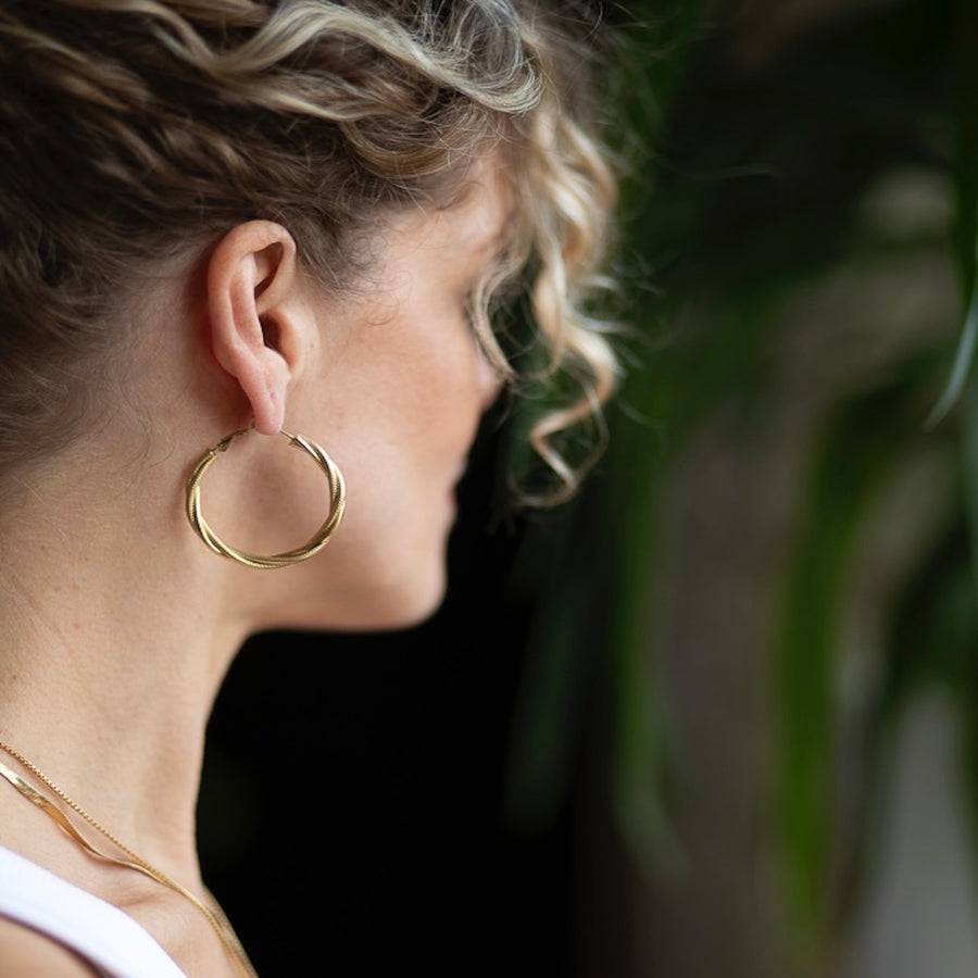 The Twisted Hoops Lightweight & Tarnish Free Gold