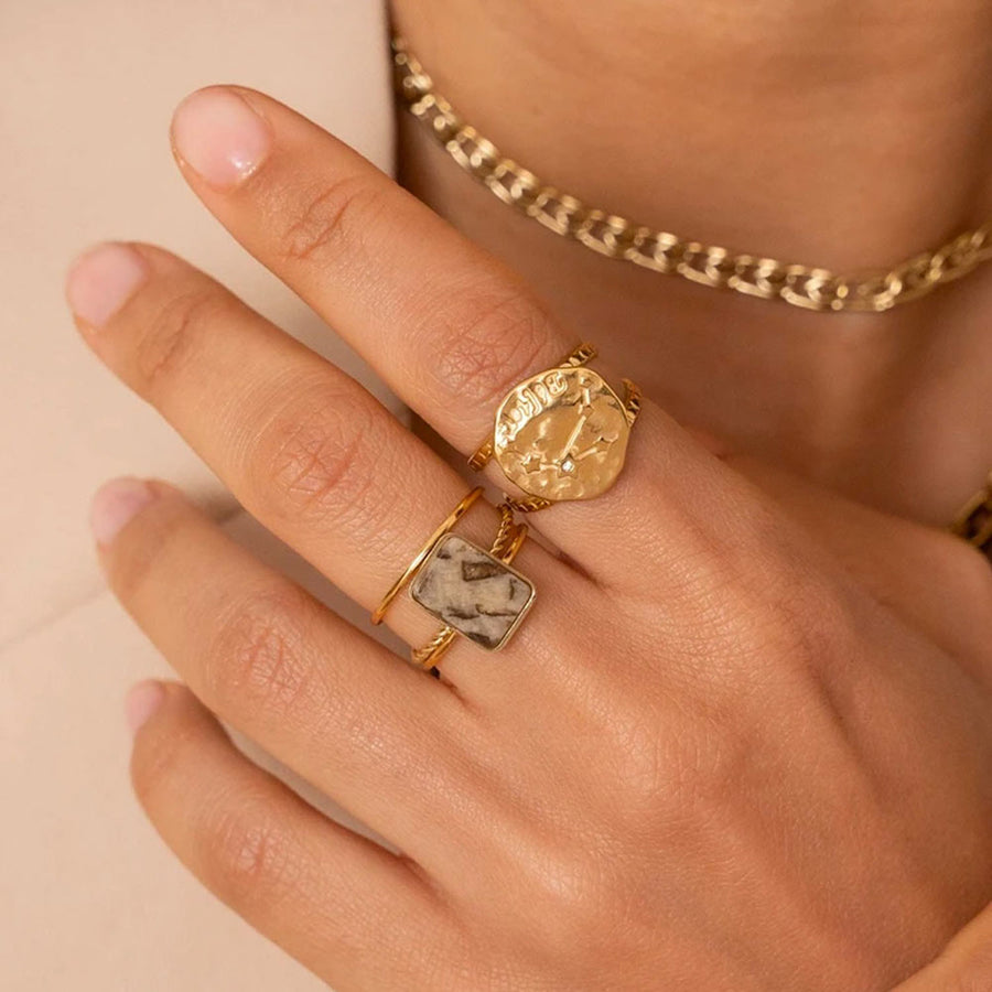 Tiana Amazonite Healing Gemstone Ring Tarnish Free Gold