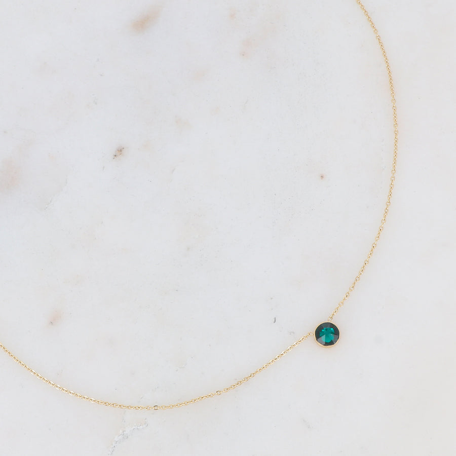 THE WILLOW EMERALD GEMSTONE TARNISH FREE  GOLD NECKLACE