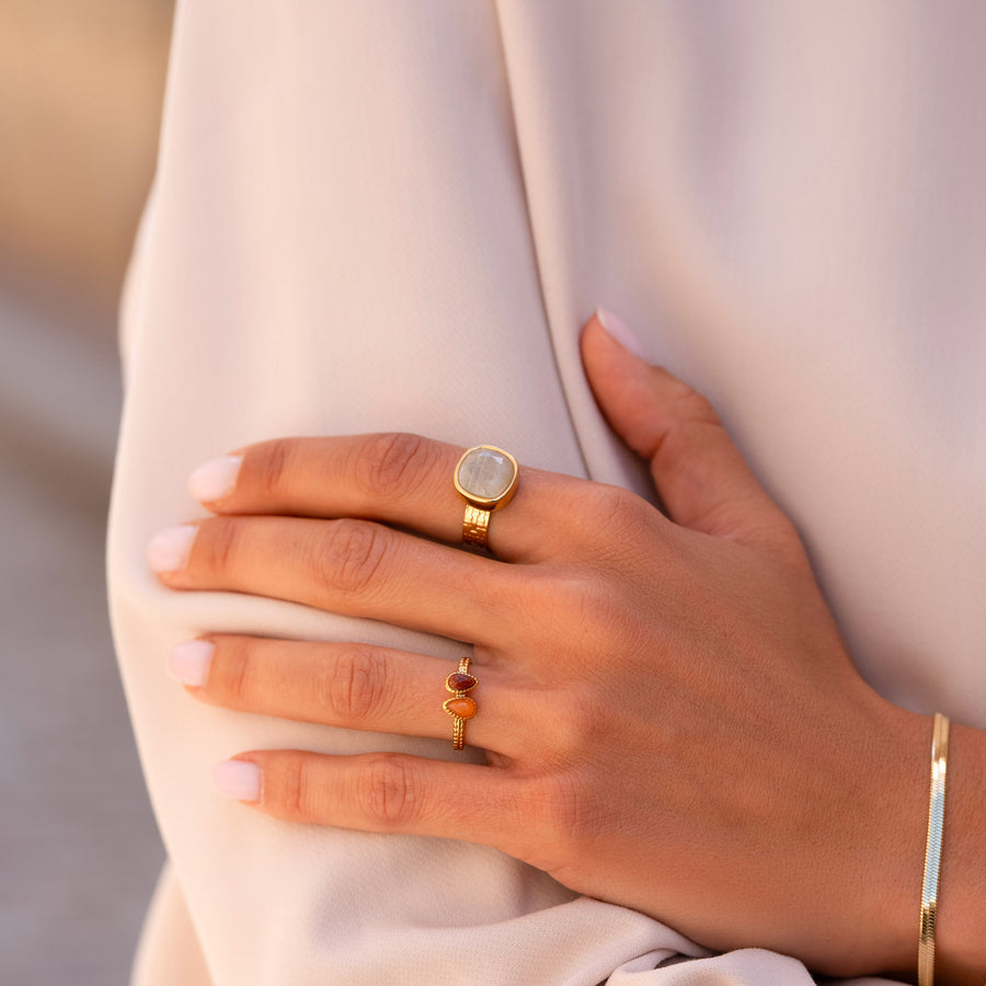 The Aurora Amazonite Healing Gemstone Ring Tarnish Free Gold