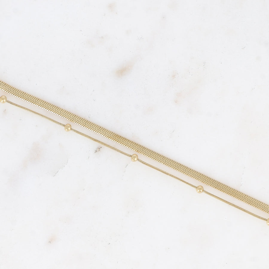 The Louise double layer tarnish free gold bracelet