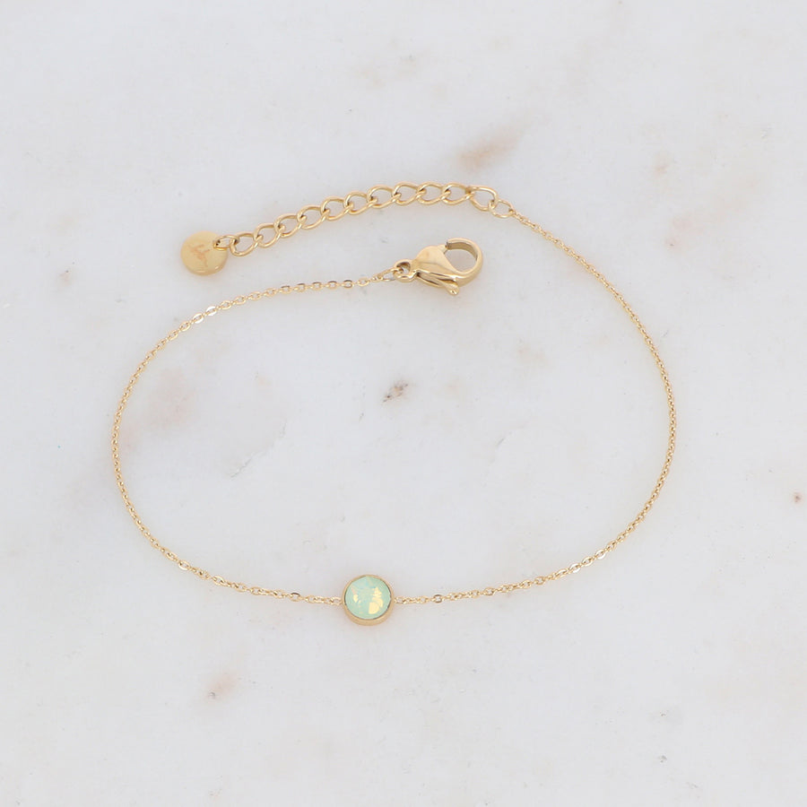 THE WILLOW GREEN OPAL TARNISH FREE WATERPROOF GOLD GEMSTONE BRACELET